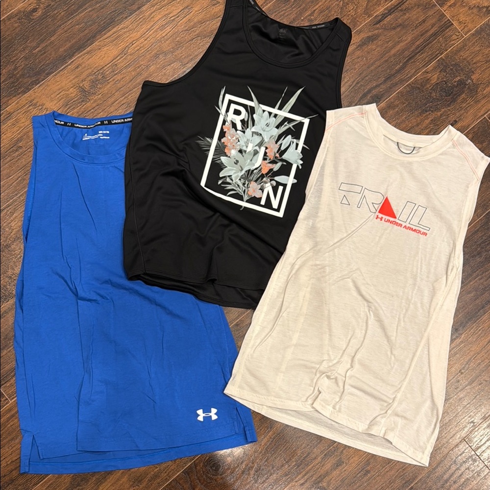 Under Armour Tank Tops Set - Blue and Cream. H&M Tank Top - Black